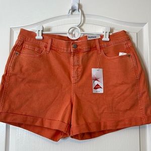 Old Navy Coral / Orange Cut Off Cuffed Denim Shorts Boyfriend 14